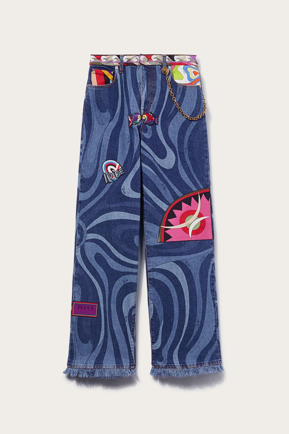 PUCCI Denim | Women Marmo-Print Embellished Jeans