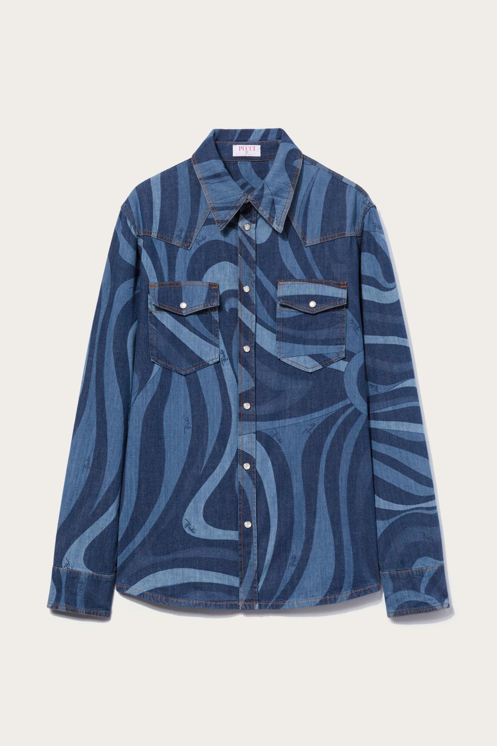 PUCCI Ready To Wear | Men Marmo-Print Denim Shirt