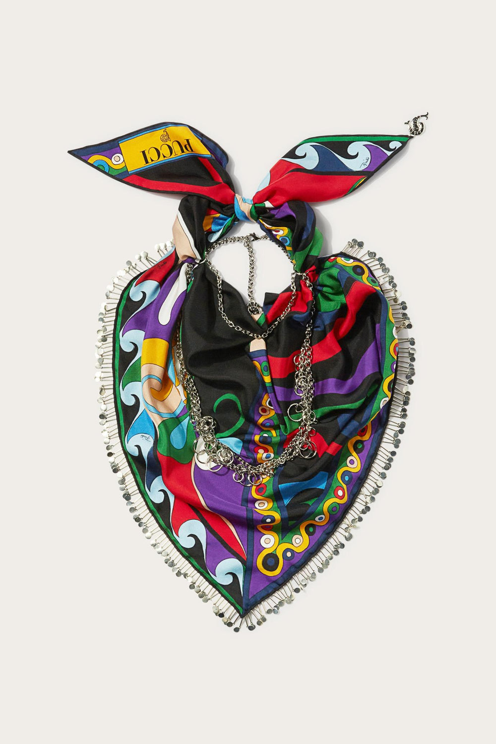 PUCCI Silks | Women Marmo And Orchidee-Print Chain-Embellished Scarf