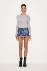 PUCCI Skirts | Women Marmo-Print Denim Mini Skirt