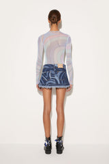 PUCCI Skirts | Women Marmo-Print Denim Mini Skirt