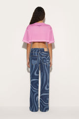 PUCCI T-Shirts And Sweatshirts | Women Marmo-Print Cropped Cotton T-Shirt