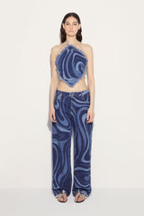 PUCCI Tops And Shirts | Women Marmo-Print Denim Halterneck Top