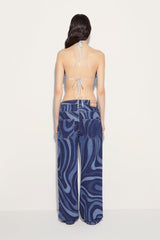 PUCCI Tops And Shirts | Women Marmo-Print Denim Halterneck Top