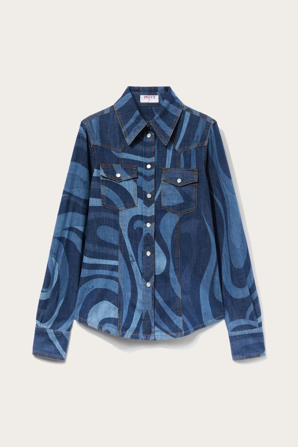 PUCCI Tops And Shirts | Women Marmo-Print Denim Shirt