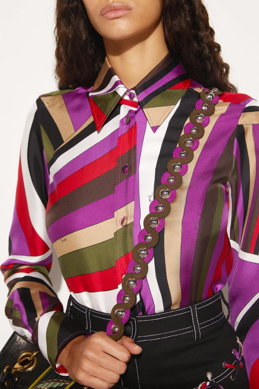 PUCCI Bags | Women Studded Suede Shoulder Strap