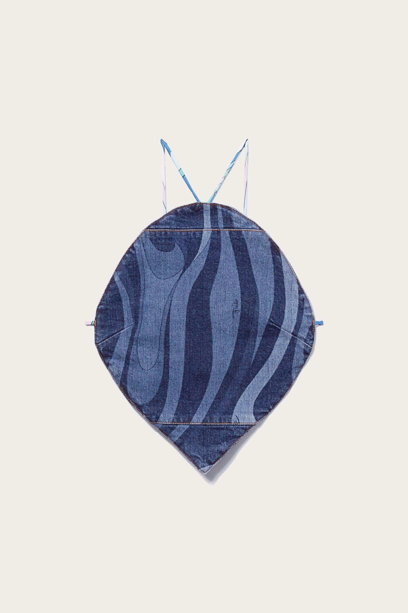 PUCCI Denim | Women Marmo-Print Denim Crop Top
