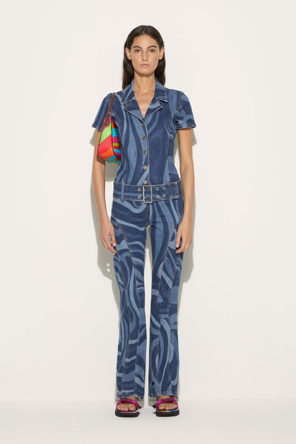 PUCCI Denim | Women Marmo-Print Denim Jumpsuit