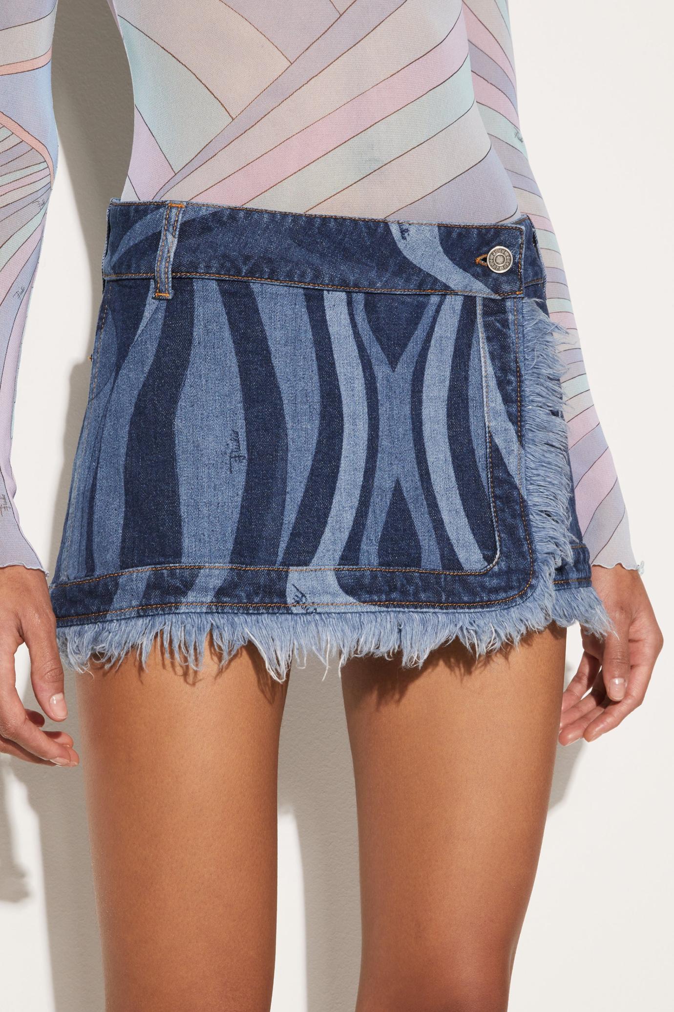 PUCCI Denim | Women Marmo-Print Denim Mini Skirt