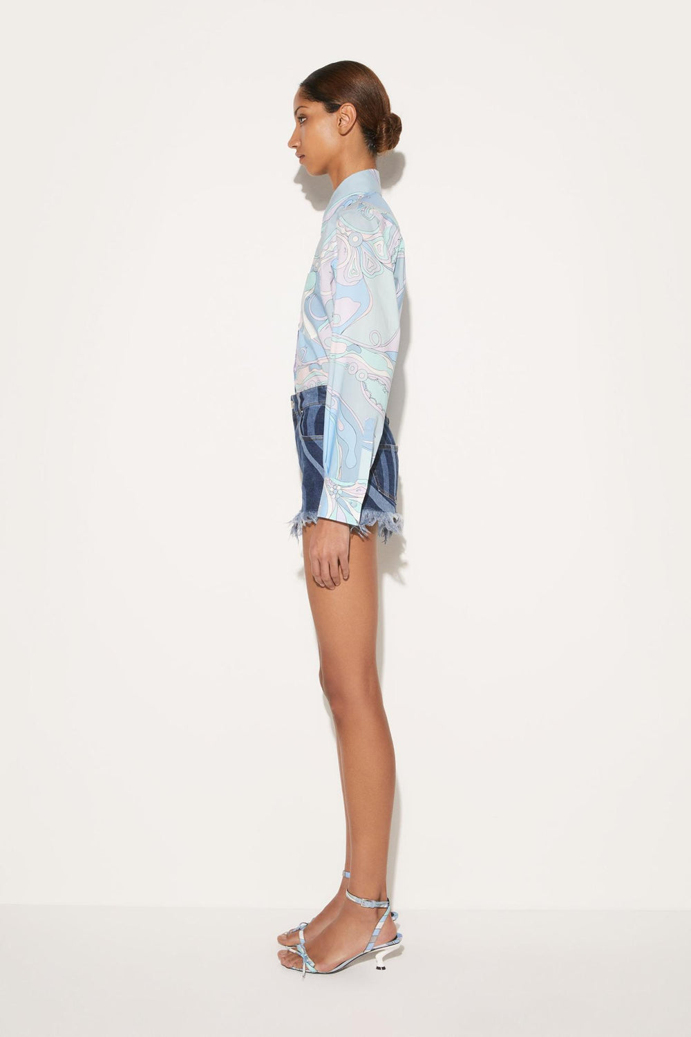 PUCCI Denim | Women Marmo-Print Denim Shorts