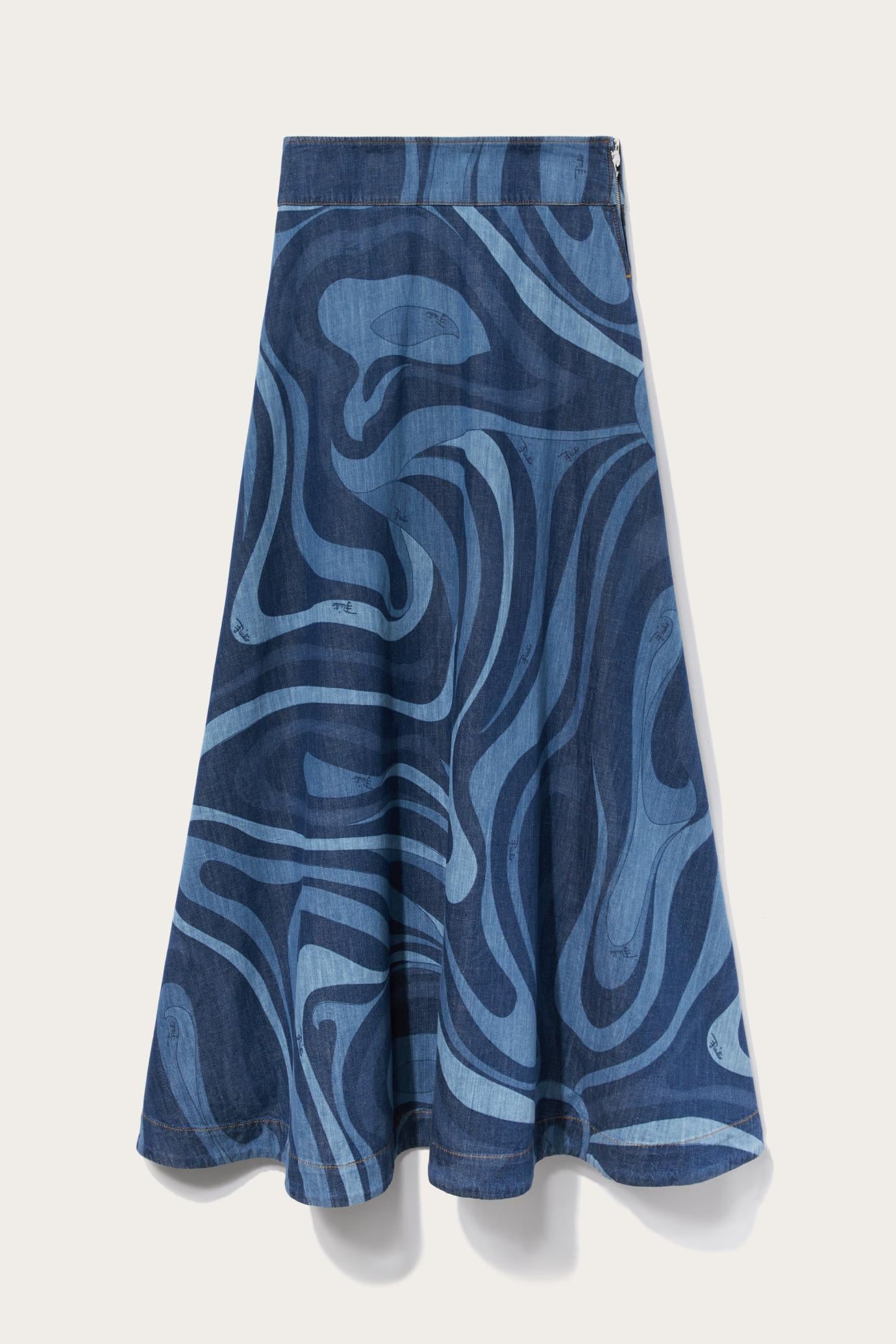 PUCCI Denim | Women Marmo-Print Denim Skirt