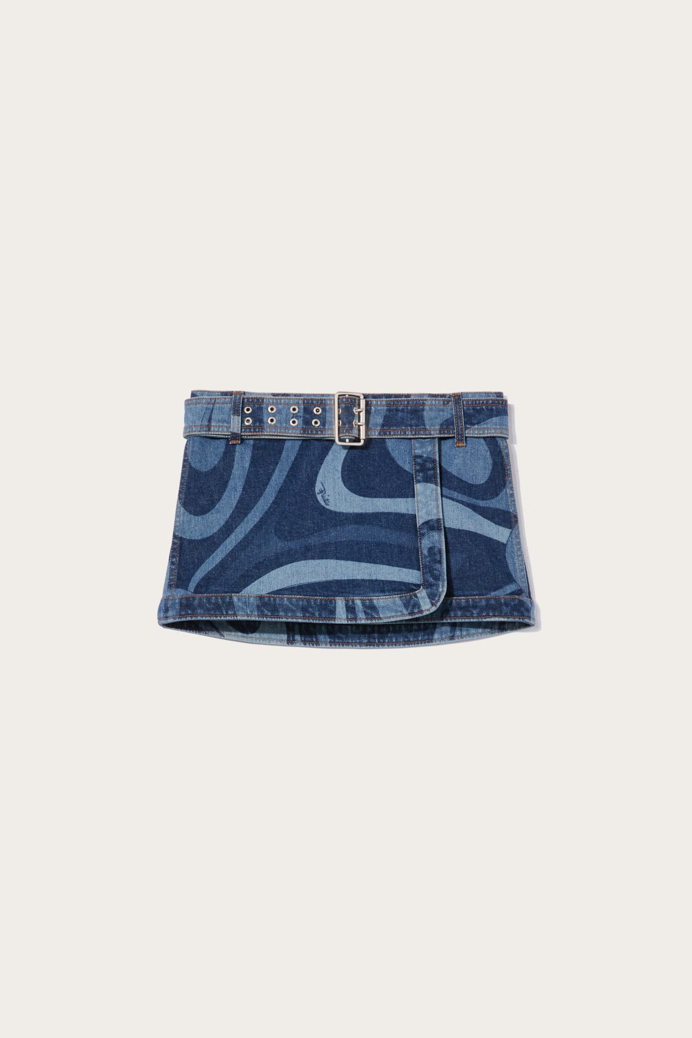 PUCCI Denim | Women Marmo-Print Denim Skirt