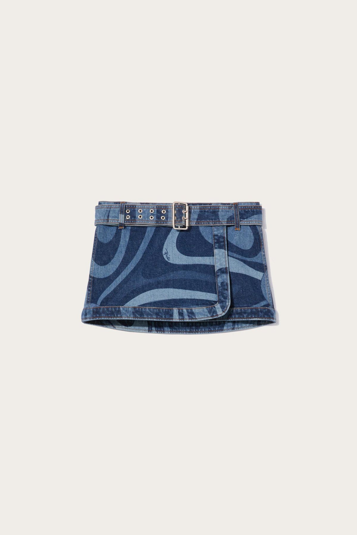PUCCI Denim | Women Marmo-Print Denim Skirt