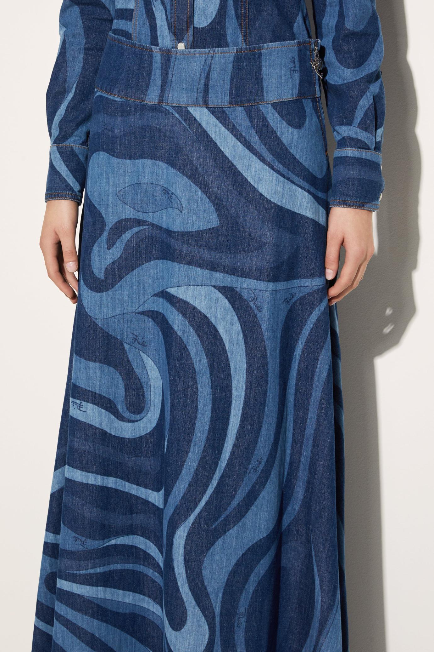 PUCCI Denim | Women Marmo-Print Denim Skirt