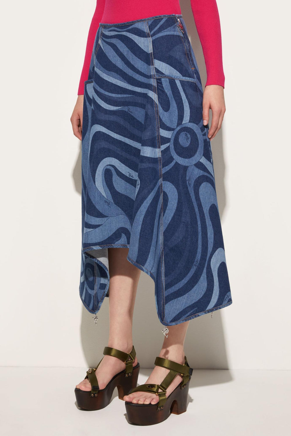 PUCCI Denim | Women Marmo-Print Denim Skirt