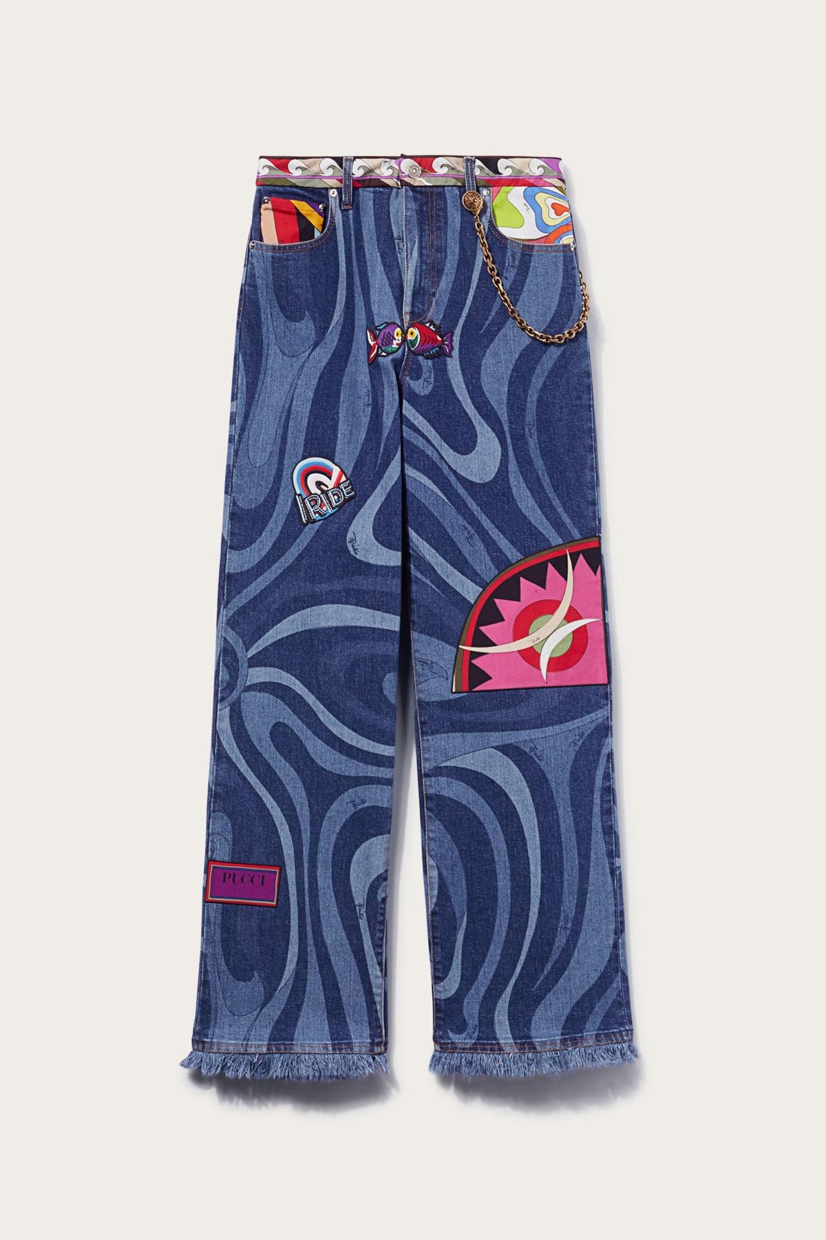PUCCI Denim | Women Marmo-Print Embellished Jeans