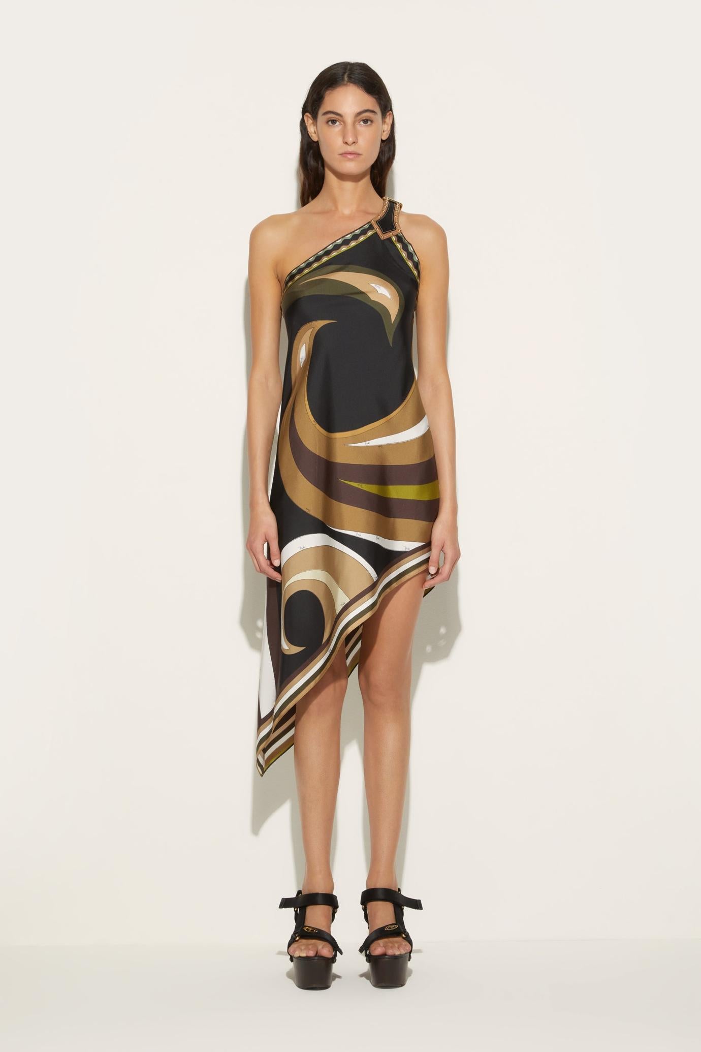 PUCCI Dresses | Women Cigni-Print Asymmetric Silk-Twill Dress