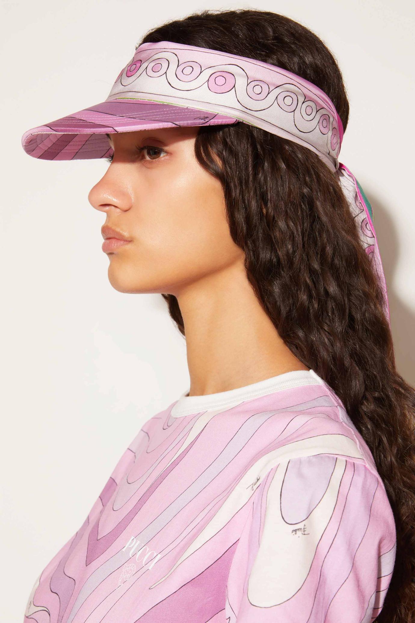 PUCCI Hats And Hair Accessories | Women Marmo And Onde-Print Silk-Twill Visor