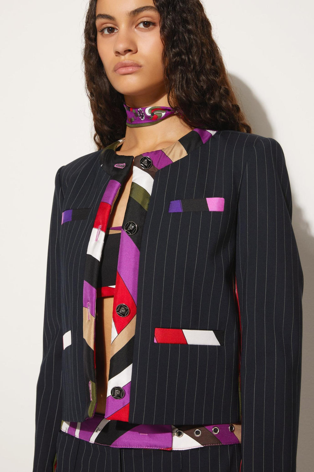 PUCCI Jackets | Women Iride-Print Pinstripe Jacket