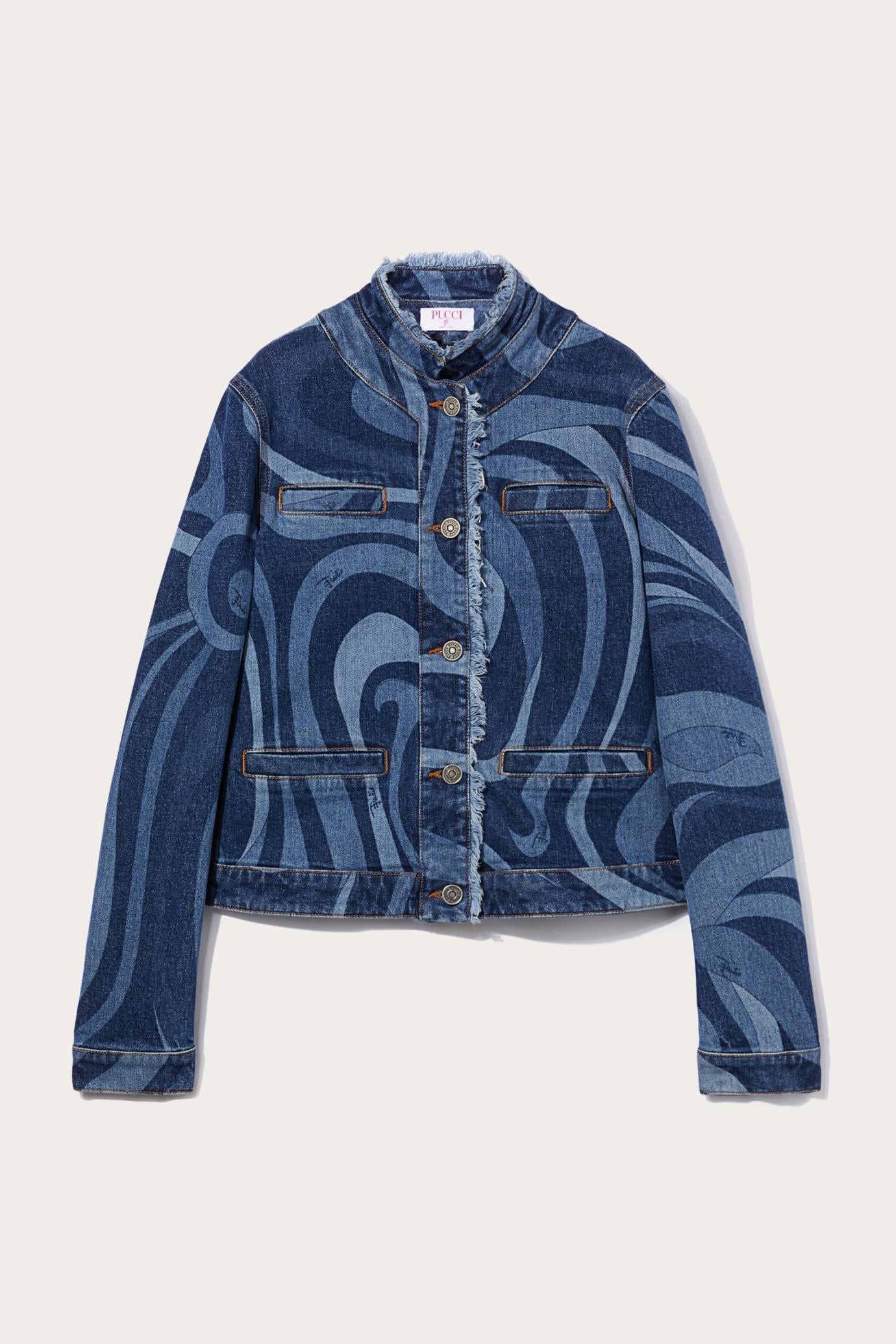 PUCCI Jackets | Women Marmo-Print Denim Jacket