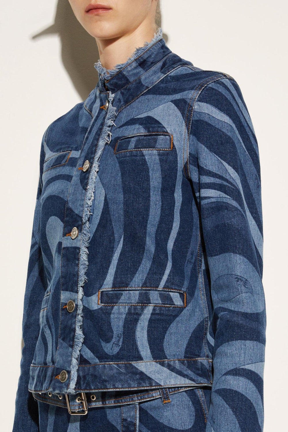 PUCCI Jackets | Women Marmo-Print Denim Jacket