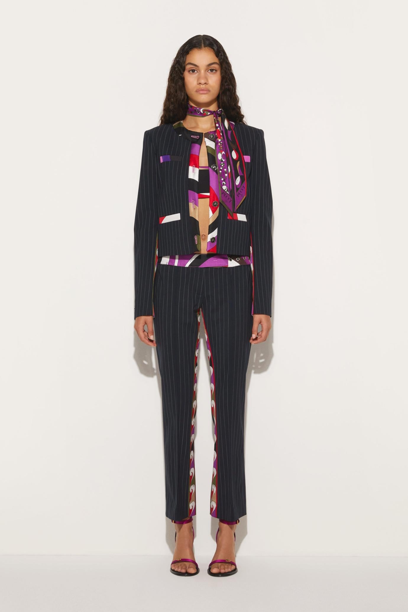 PUCCI Pants And Shorts | Women Iride And Cigni-Print Pinstripe Trousers