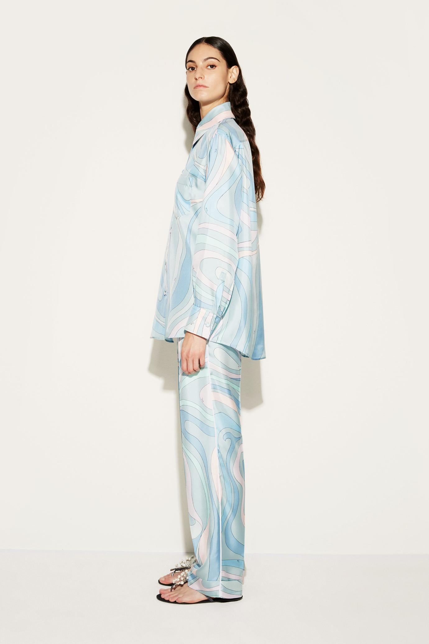 PUCCI Pants And Shorts | Women Marmo-Print Silk-Twill Trousers