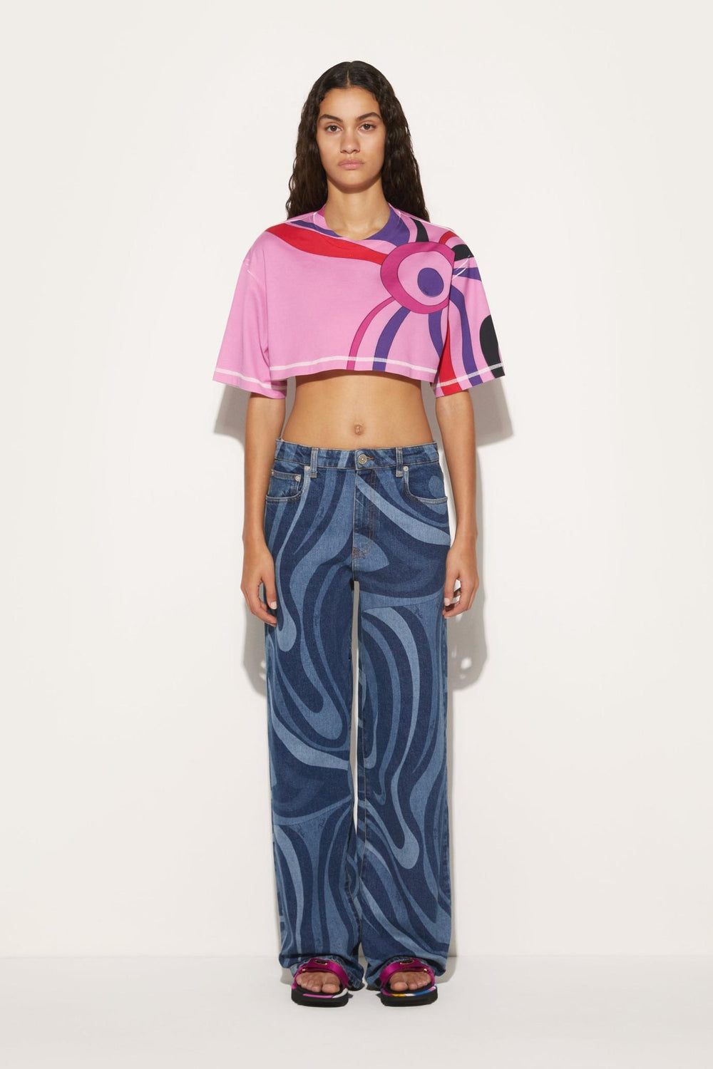 PUCCI Pants And Shorts | Women Marmo-Print Straight-Leg Jeans