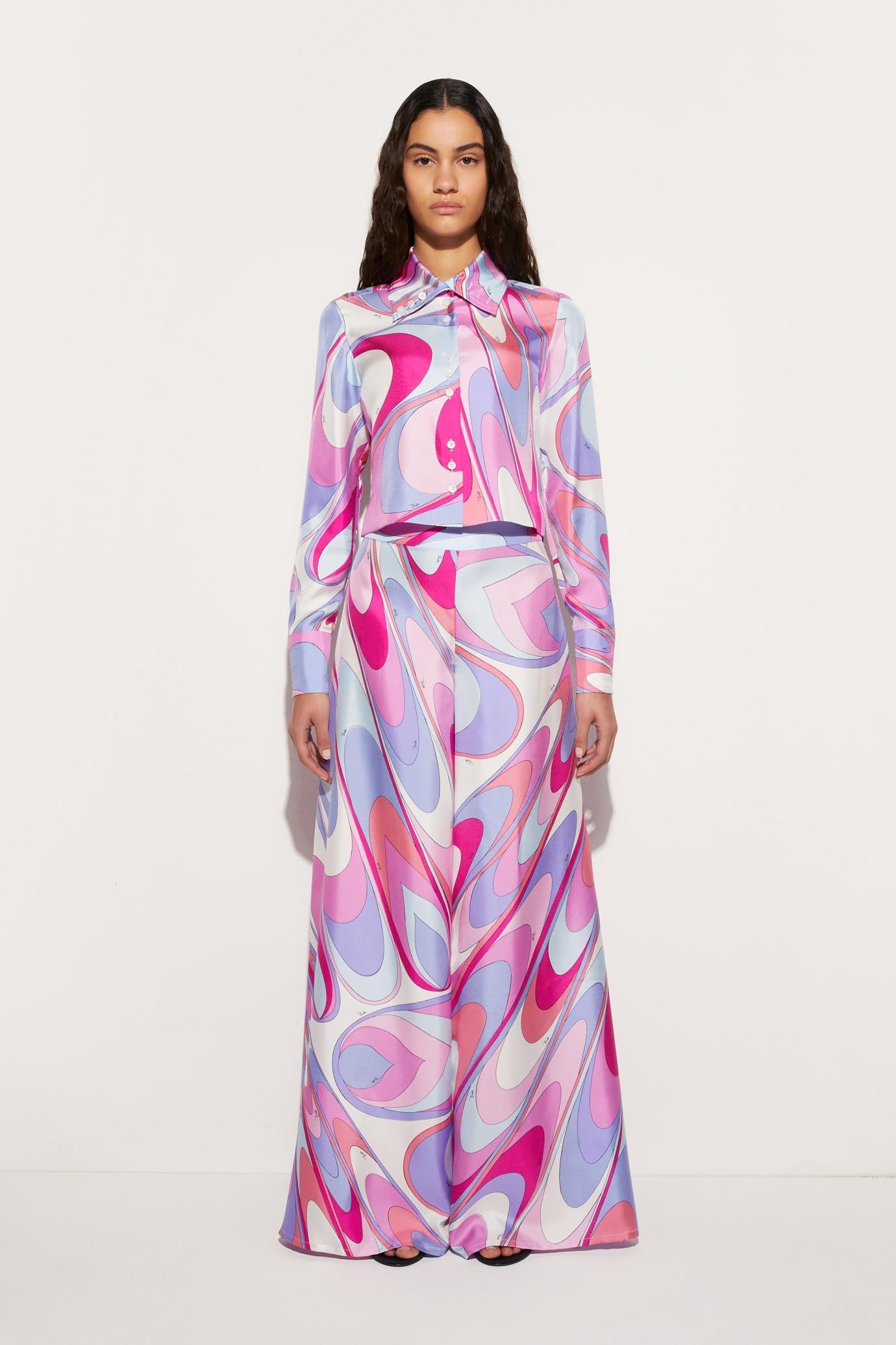 PUCCI Pants And Shorts | Women Onde-Print Silk-Twill Trousers