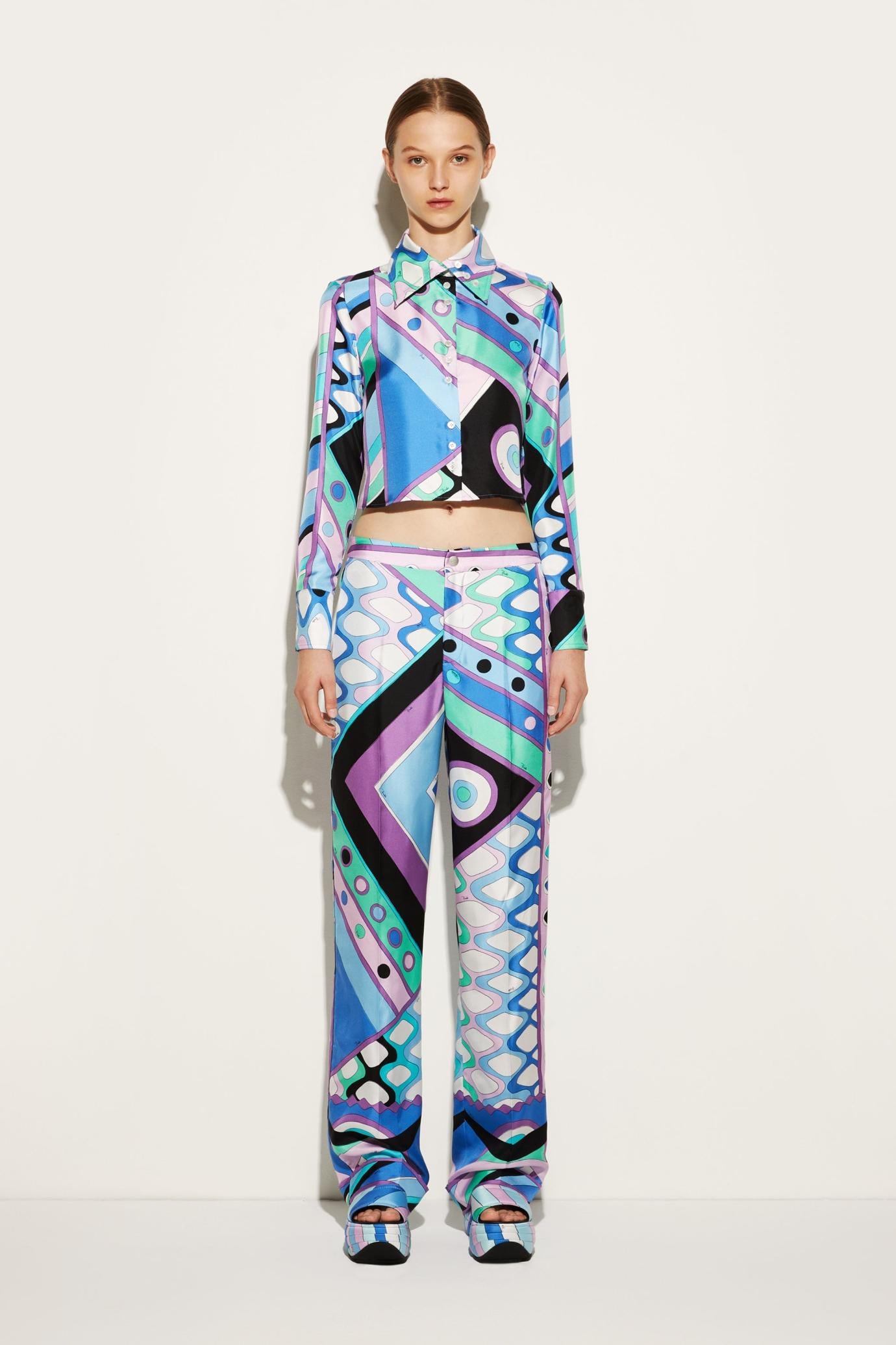 PUCCI Pants And Shorts | Women Vivara-Print Silk-Twill Trousers