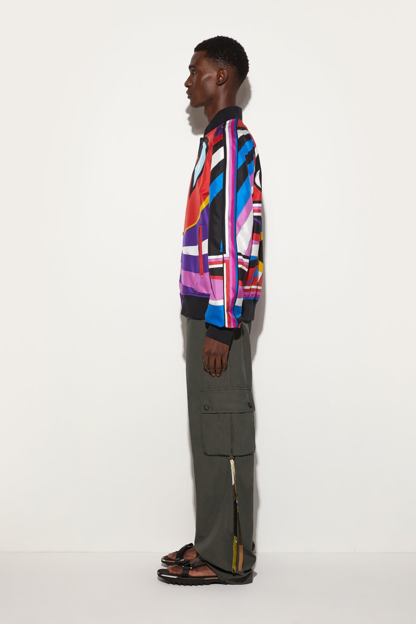 PUCCI Ready To Wear | Men Cigni-Print Silk-Twill Bomber Jacket