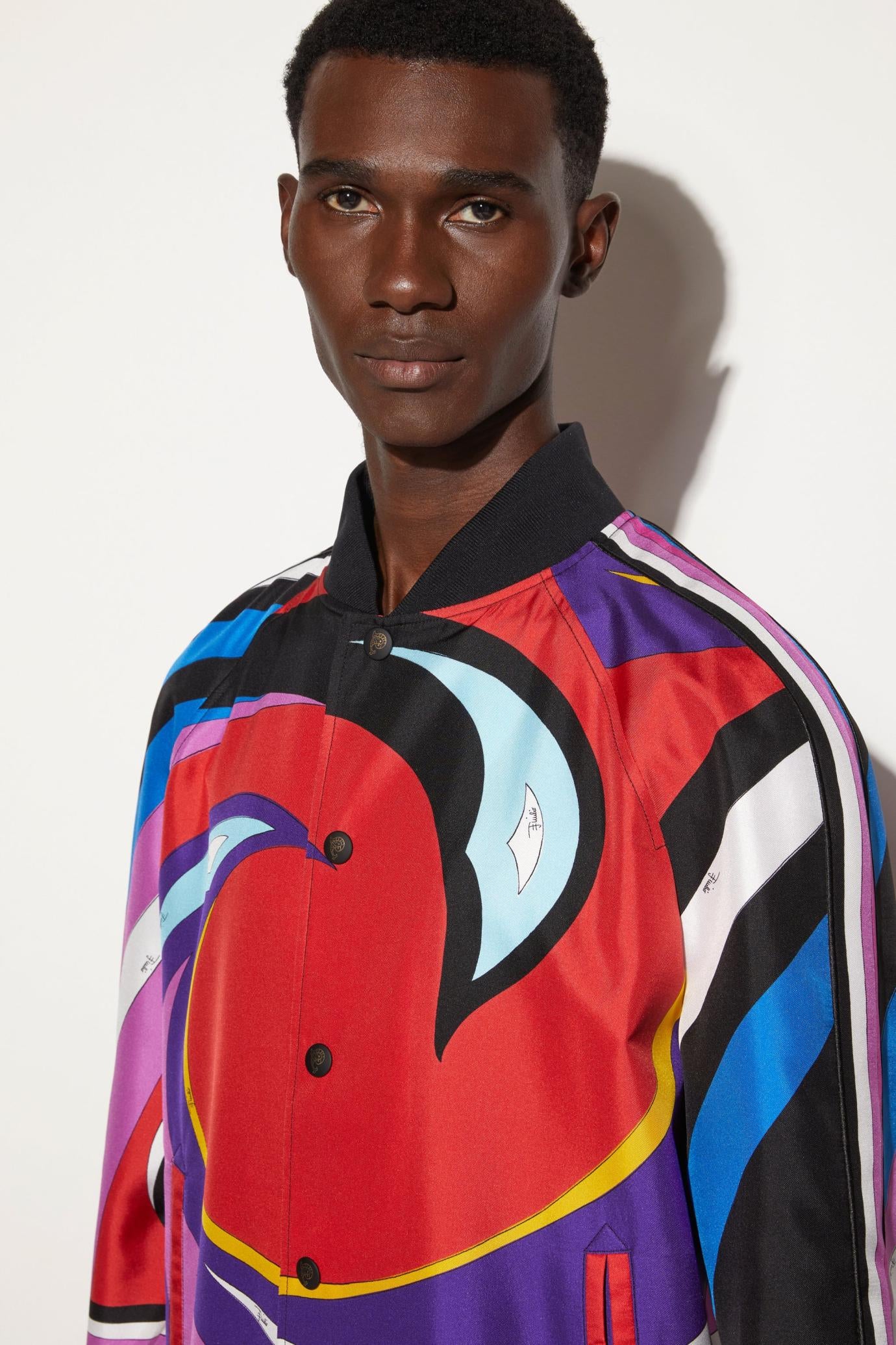PUCCI Ready To Wear | Men Cigni-Print Silk-Twill Bomber Jacket