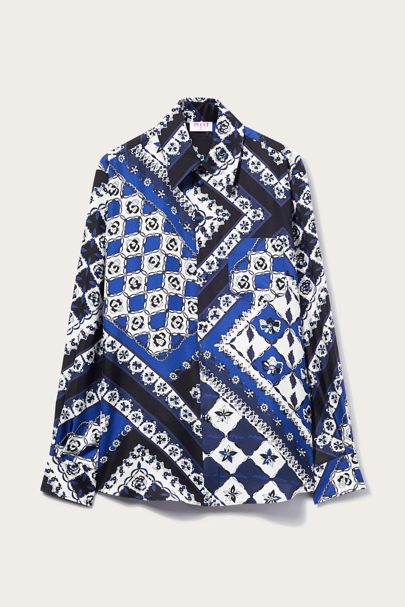 PUCCI Ready To Wear | Men Festa-Print Silk-Twill Shirt
