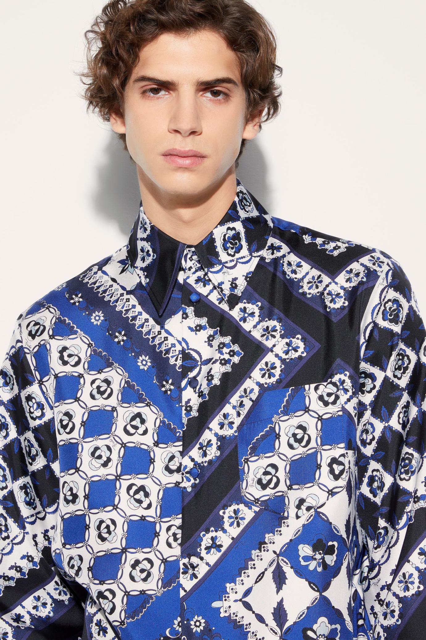 PUCCI Ready To Wear | Men Festa-Print Silk-Twill Shirt