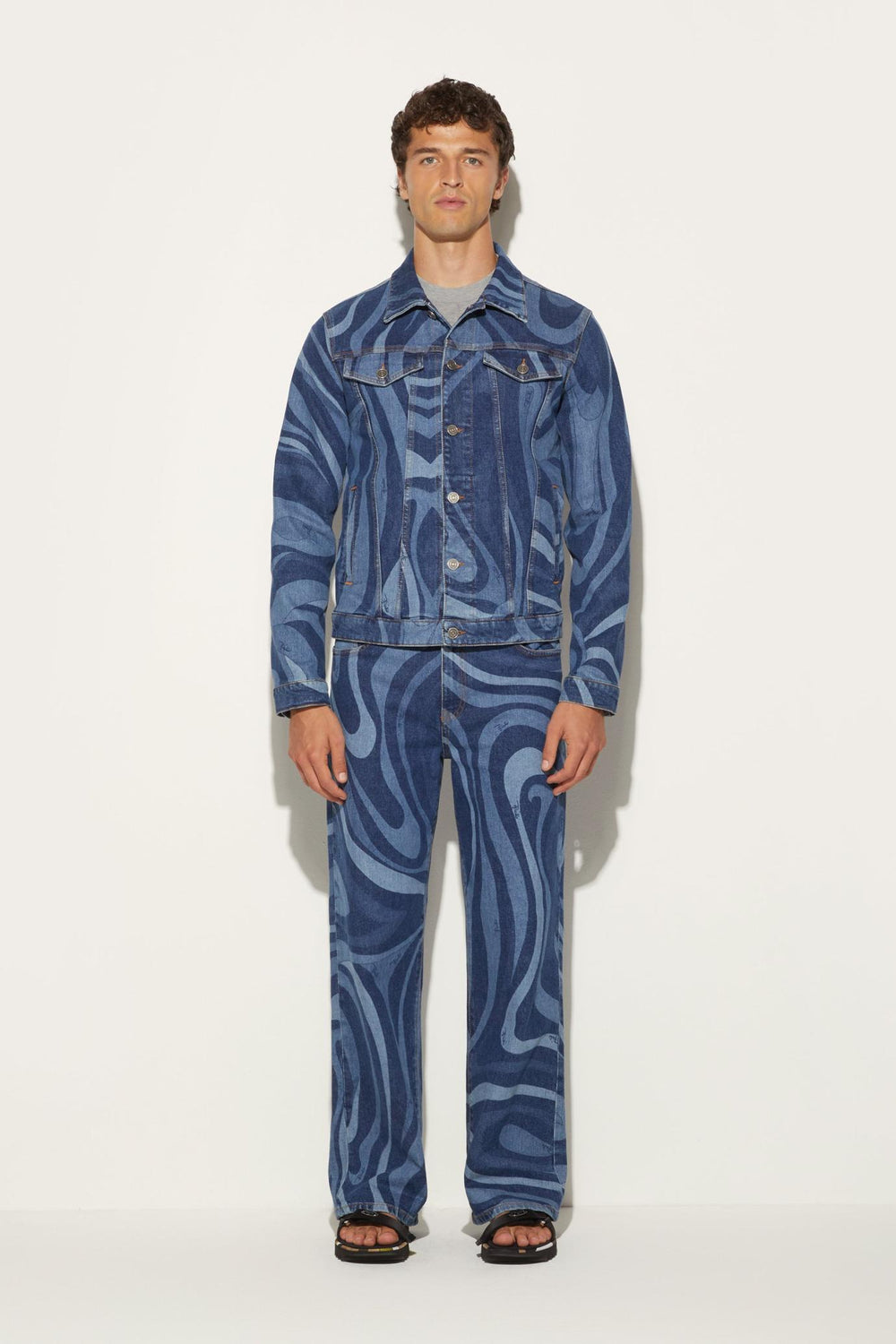 PUCCI Ready To Wear | Men Marmo-Print Denim Jacket