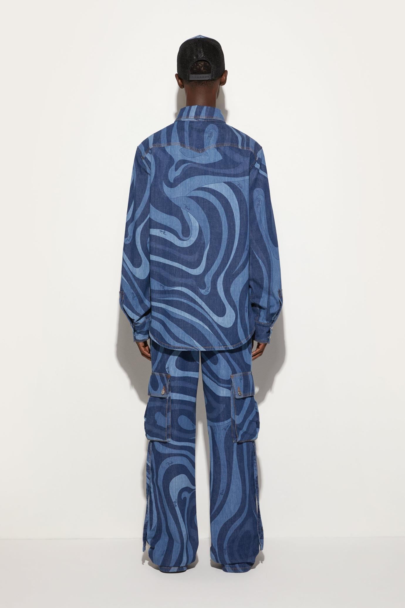 PUCCI Ready To Wear | Men Marmo-Print Denim Shirt