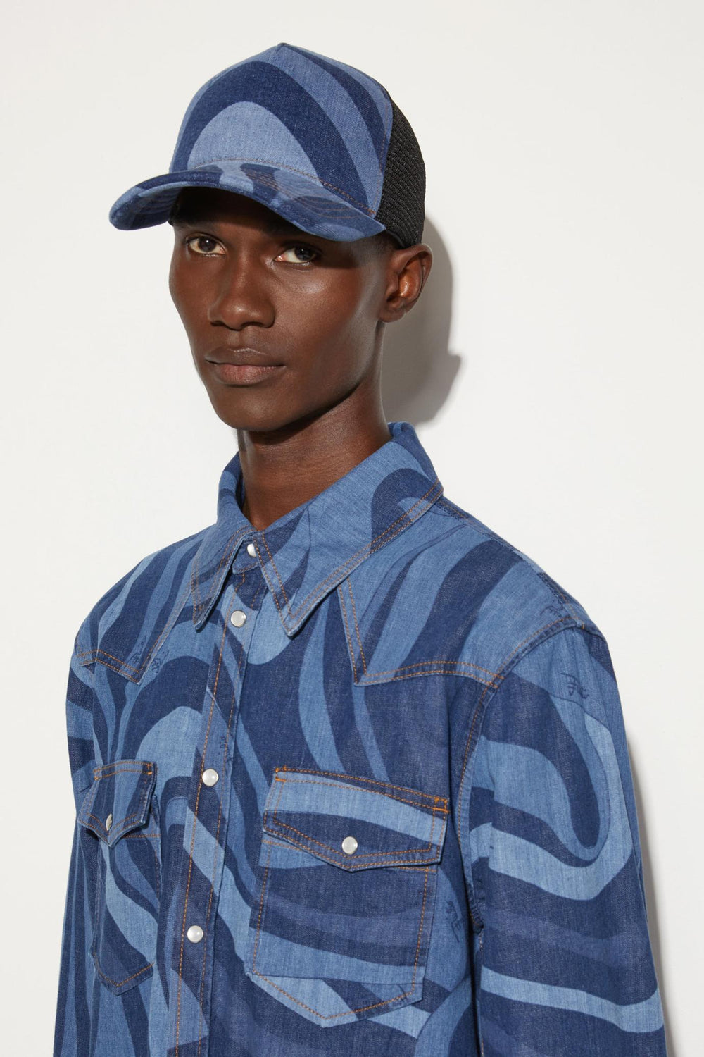 PUCCI Ready To Wear | Men Marmo-Print Denim Shirt