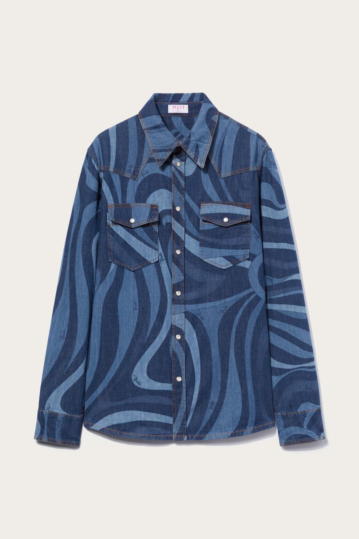 PUCCI Ready To Wear | Men Marmo-Print Denim Shirt