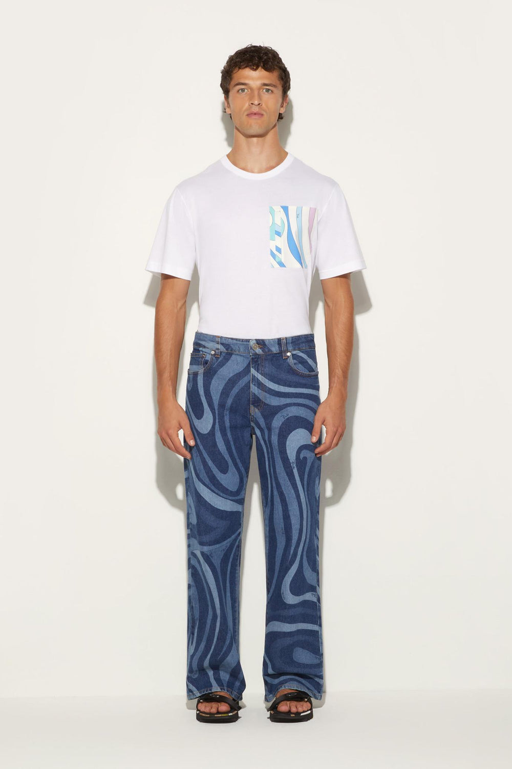 PUCCI Ready To Wear | Men Marmo-Print Straight-Leg Jeans