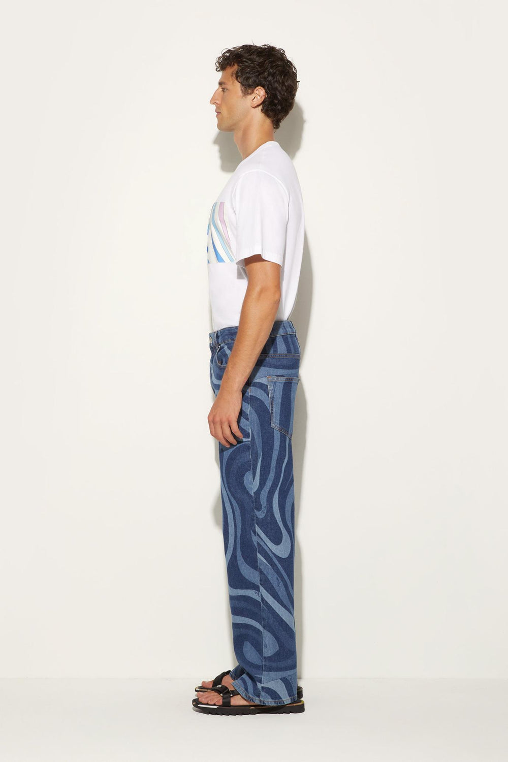 PUCCI Ready To Wear | Men Marmo-Print Straight-Leg Jeans