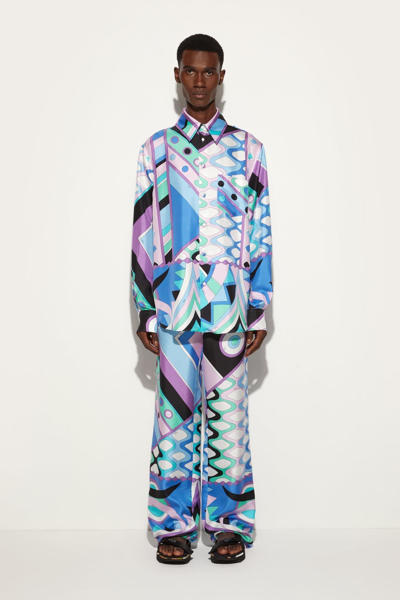 PUCCI Ready To Wear | Men Vivara-Print Silk-Twill Shirt