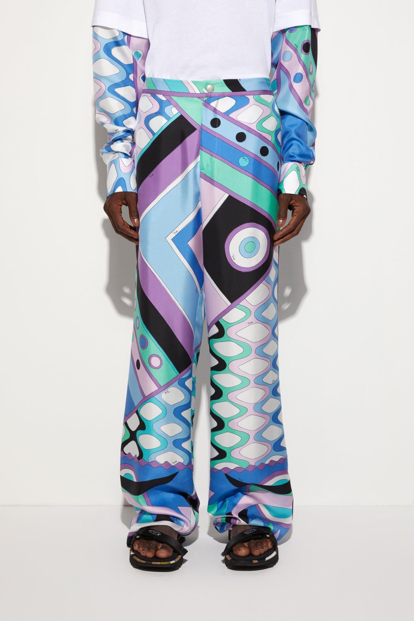PUCCI Ready To Wear | Men Vivara-Print Silk-Twill Trousers
