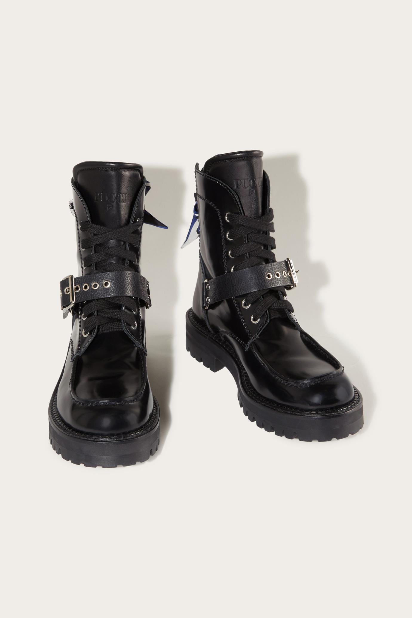 PUCCI Shoes | Women Marmo-Print Leather Boots