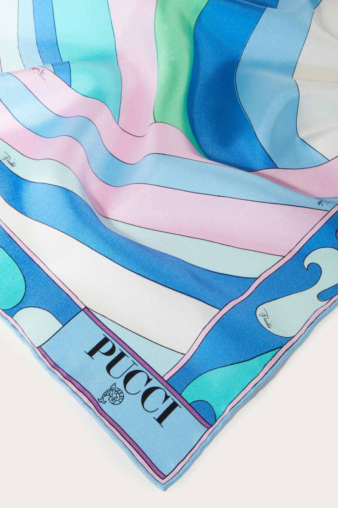 PUCCI Silks | Women Iride And Marmo-Print Large Silk-Twill Carré