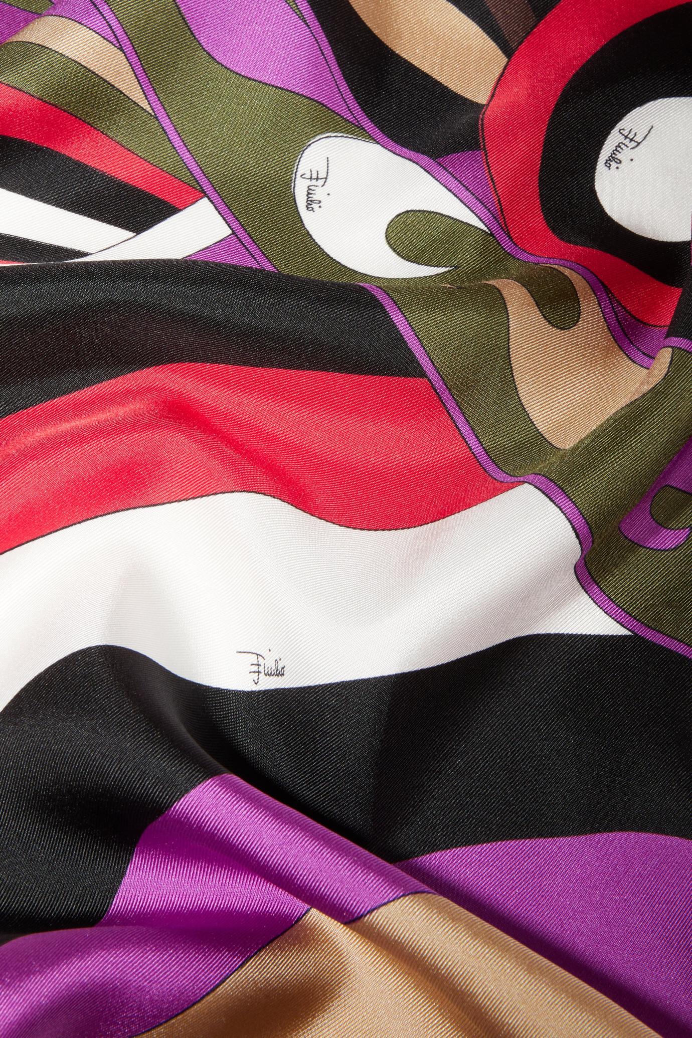 PUCCI Silks | Women Iride And Marmo-Print Large Silk-Twill Carré