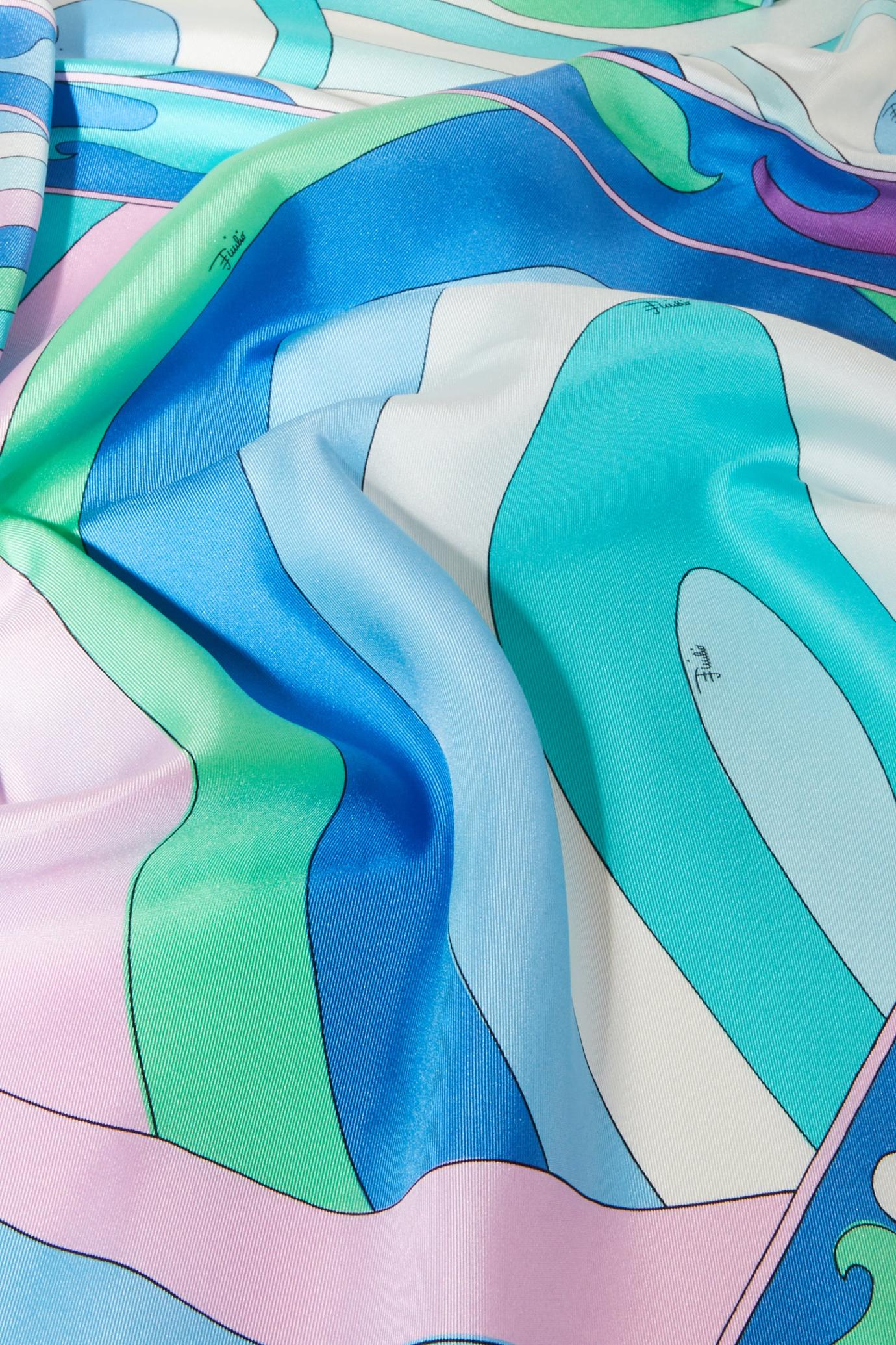 PUCCI Silks | Women Iride And Marmo-Print Large Silk-Twill Carré