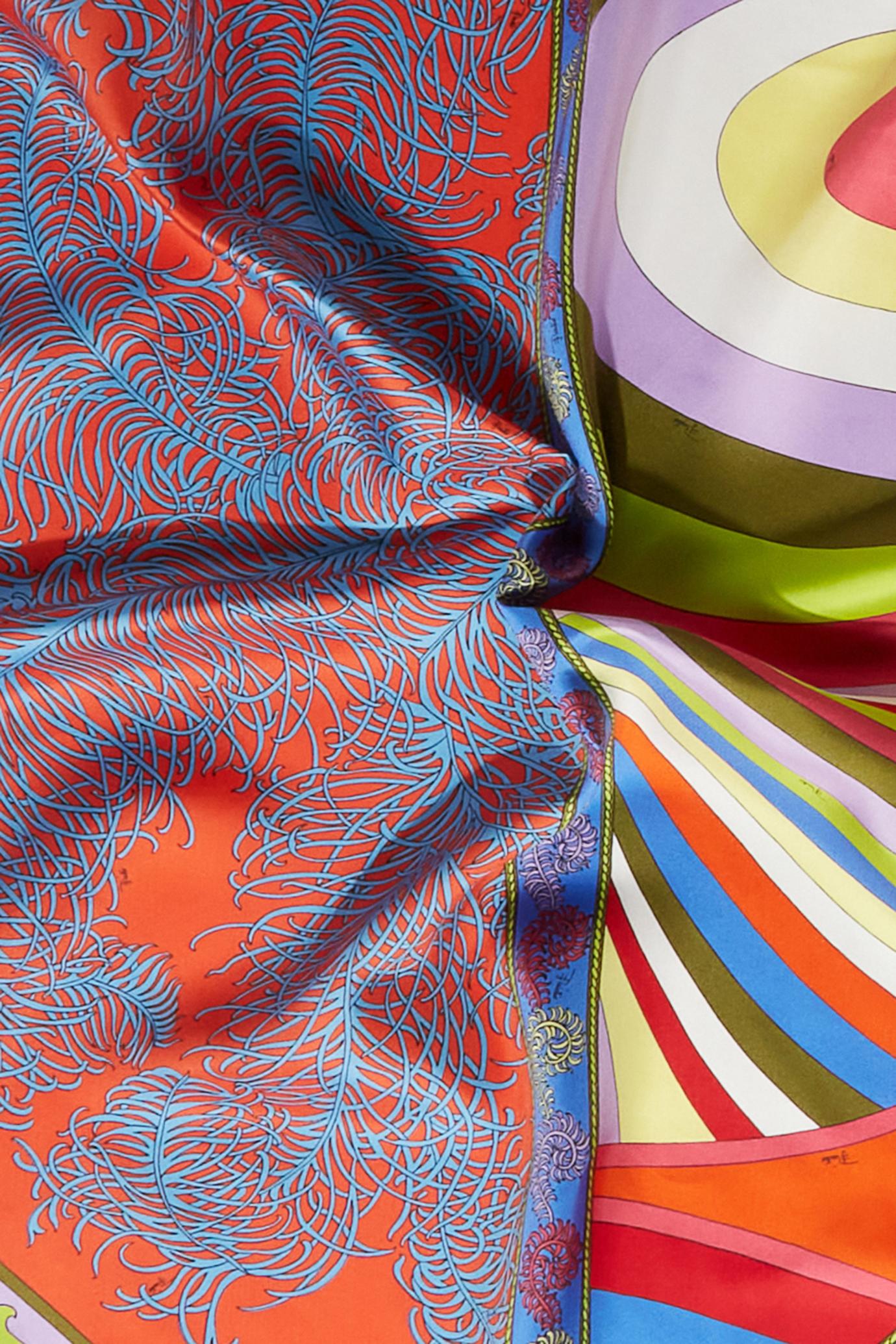 PUCCI Silks | Women Iride And Struzzo-Print Large Silk-Twill Carré