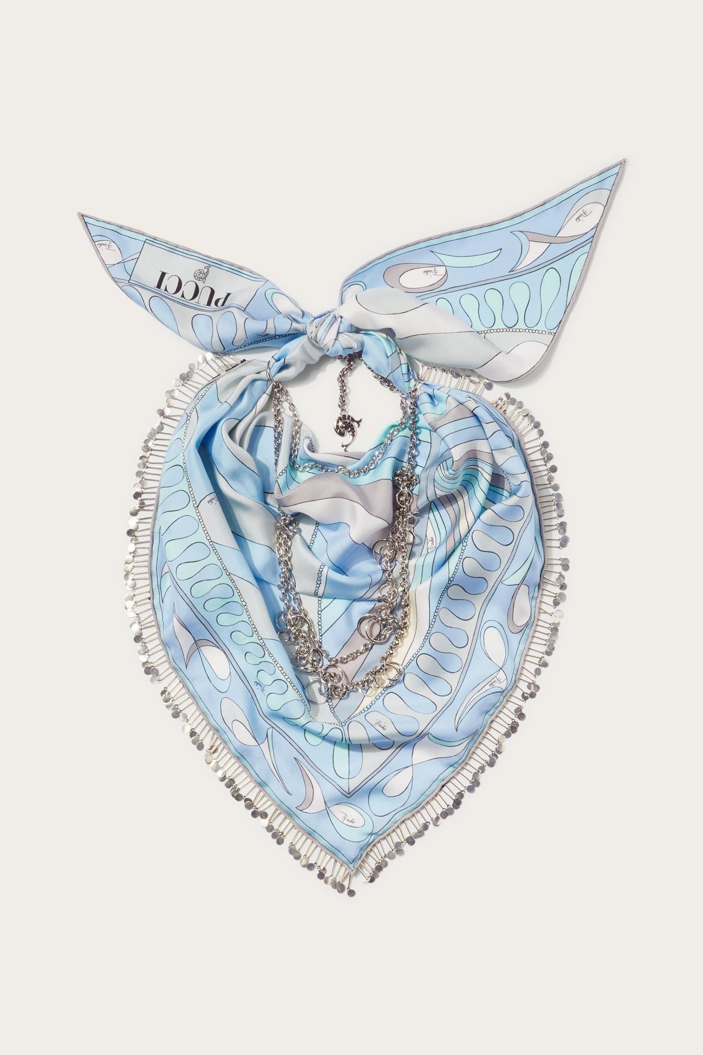 PUCCI Silks | Women Leocorno And Pesci-Print Chain-Embellished Scarf