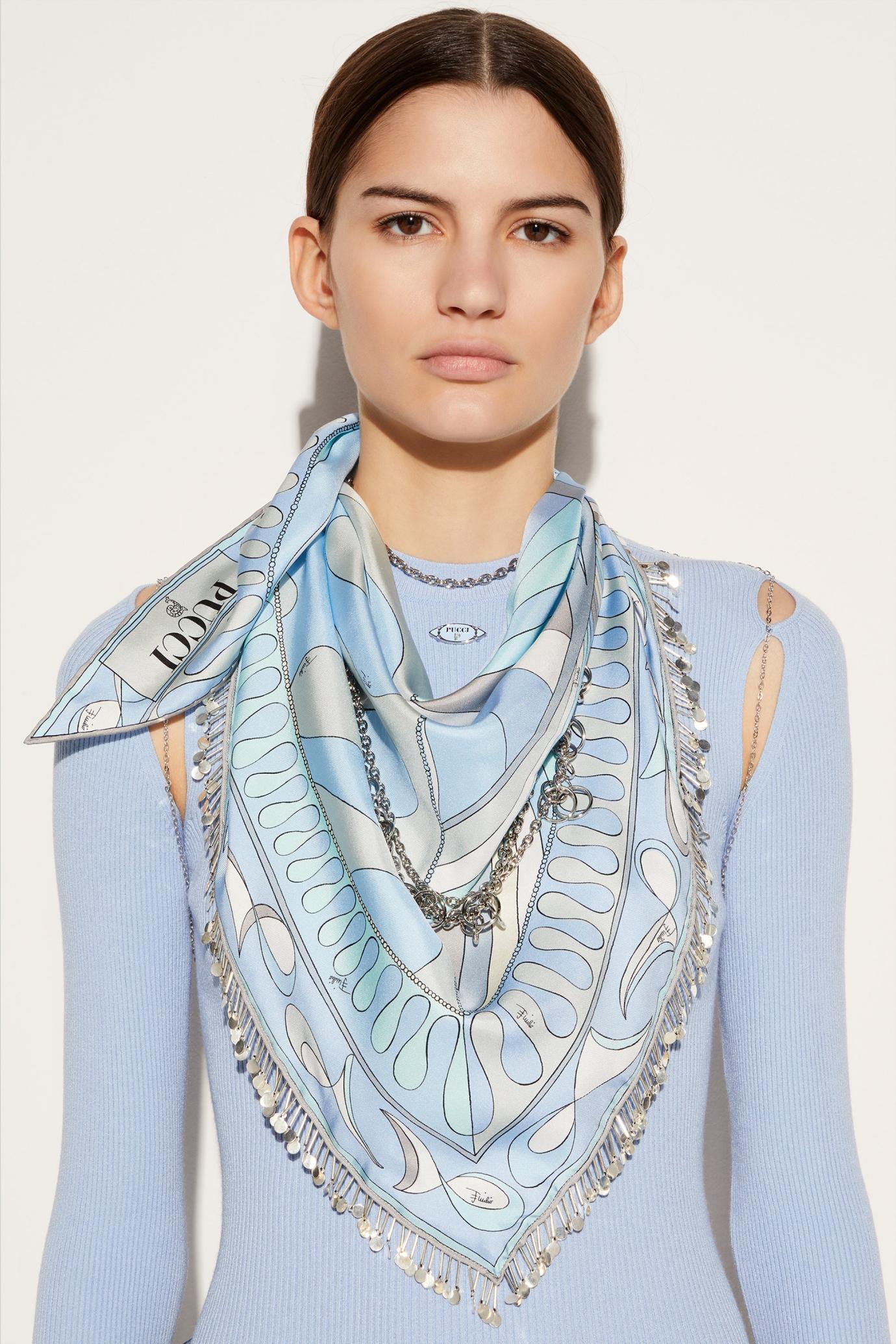 PUCCI Silks | Women Leocorno And Pesci-Print Chain-Embellished Scarf