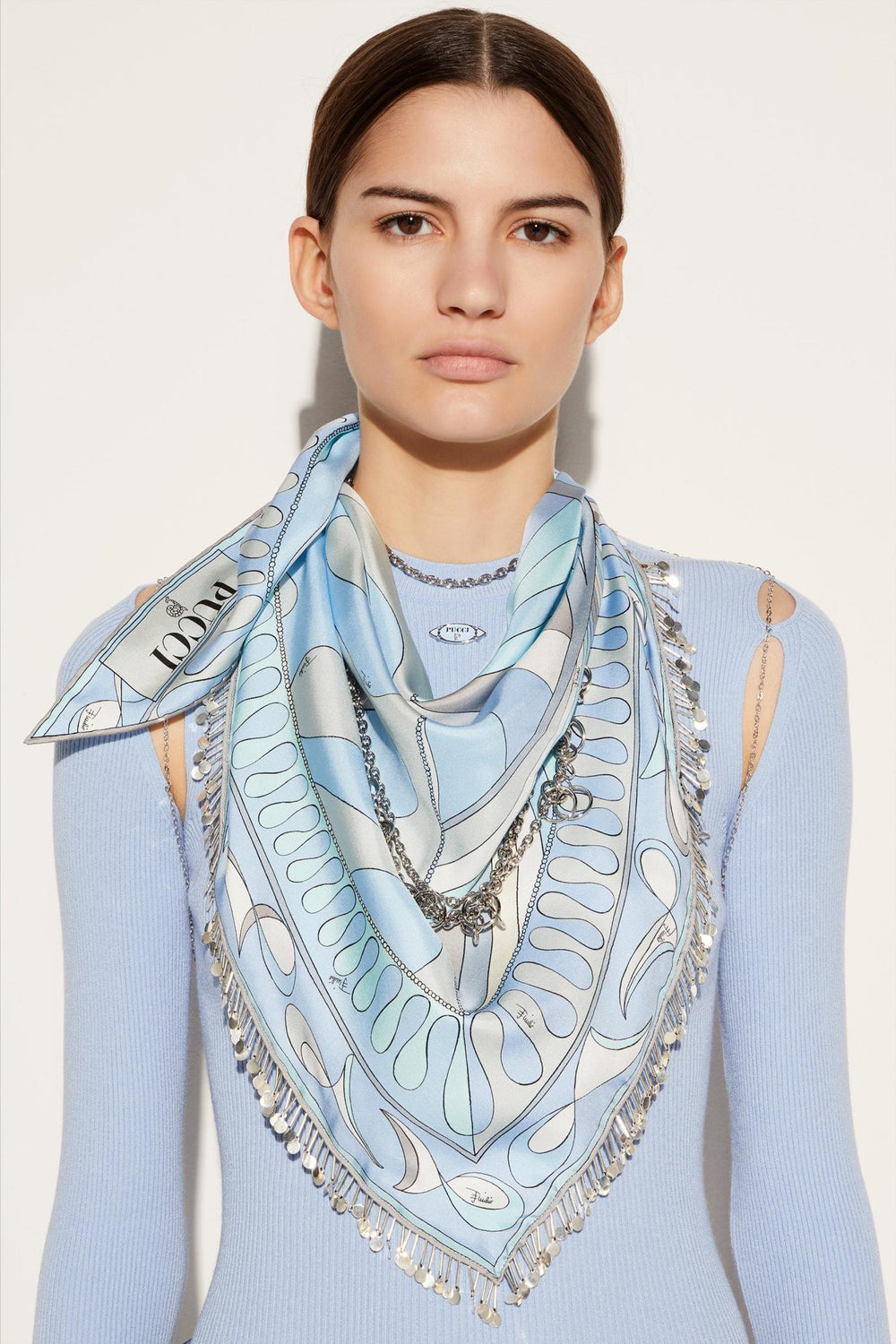 PUCCI Silks | Women Leocorno And Pesci-Print Chain-Embellished Scarf